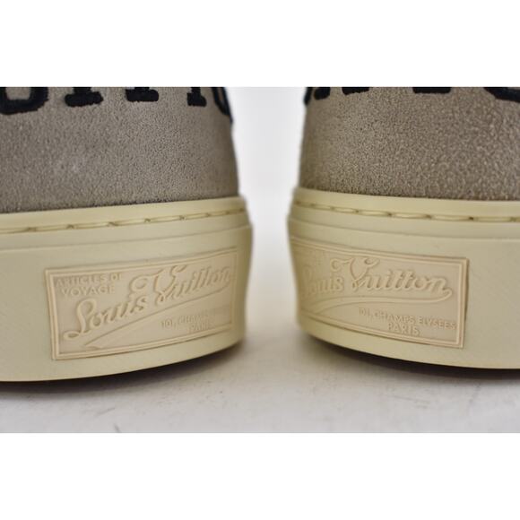 Louis Vuitton Tattoo Grey Satin Suede Kim Jones High Top Sneakers UK 9 US 10 11 - Picture 13 of 14